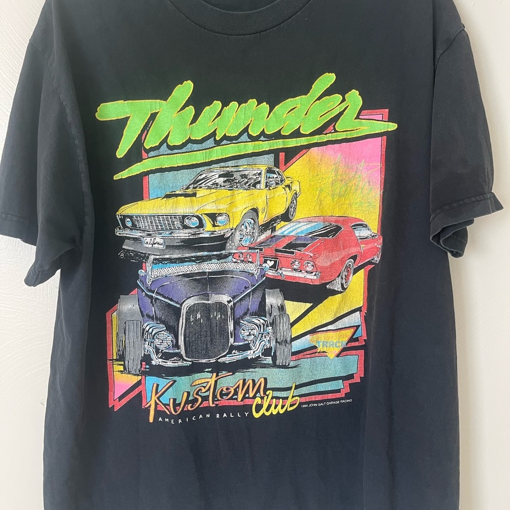 Vintage 1984 J.Galt thunder Kustom club Graphic Rally T-Shirt Size XLarge